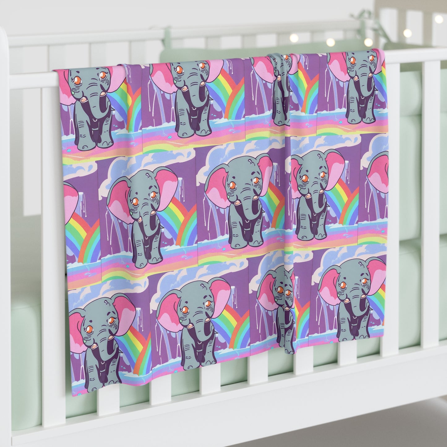 Animal Baby Swaddler, Elephant Rainbow Rainfall Changing Blanket, Cute Baby Shower Gift, Colorful Cloud Spring Water Cartoon Infant Cover