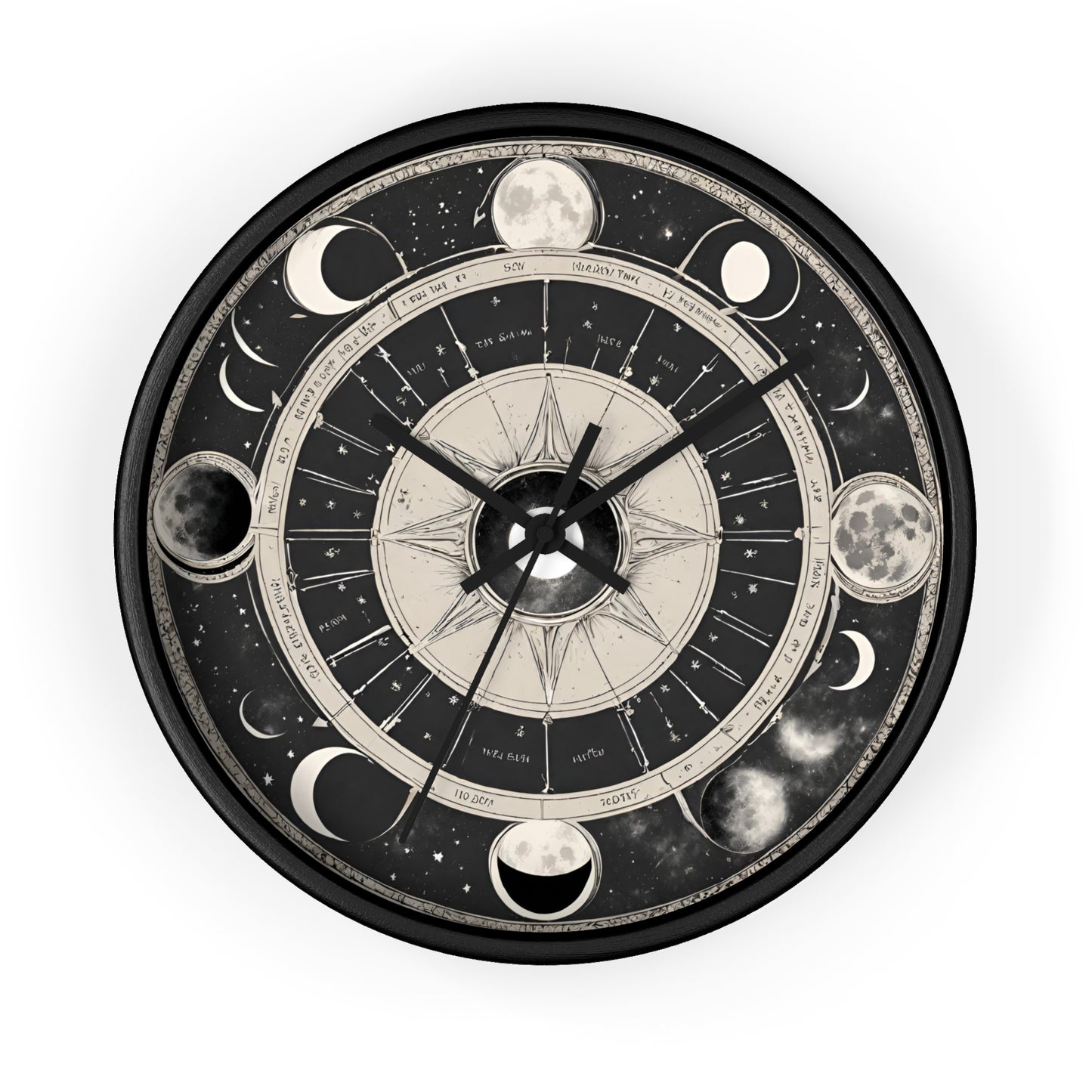 Moon Phases Wall Art Clock | Lunar Cycle Astronomy Wall Hanging | Home Office Solar System Wall Decor Gift