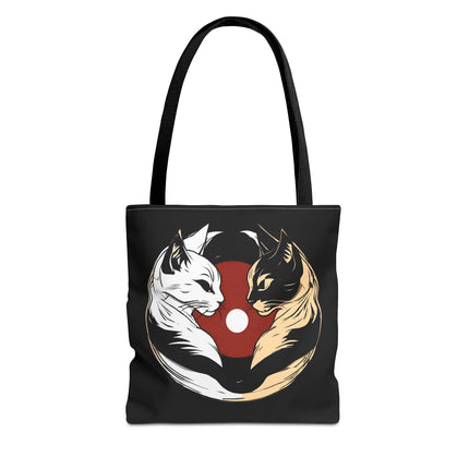 Cat Lovers Tote | Moon Lit Love Cat Grocery Bag | Feline Frisky Office Travel Carrier | Moonlight Kittens Cotton Traveler Tote