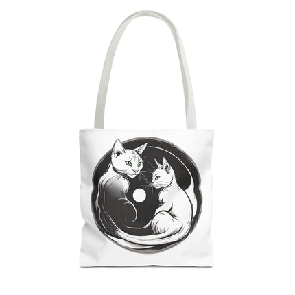 Cat Tote Bag | Moon Light Cats | Emerald Green Eyes Grocery Bag | Moonlit Mews Print Shopping Bag | Two Sided Office Carrier
