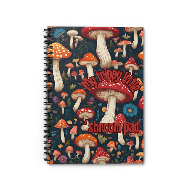 70's Style Mushrooms Notebook | Trippy Colorful Toadstools Students Notepad | College High School Spiral Workbook | Psychedelic Journal