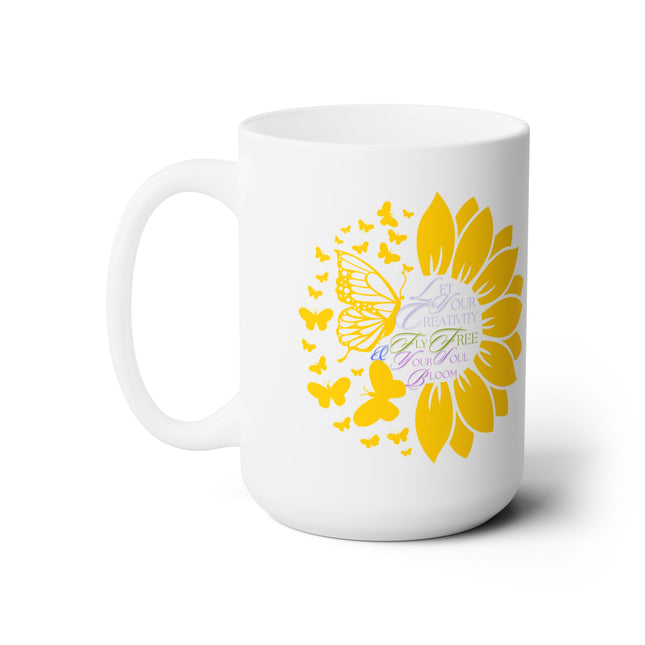 LET YOUR CREATIVITY FLY FREE Butterflies & Sunflowers Positive Inspirational Womens Coffee Cup
