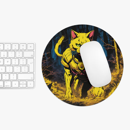 Neon Yellow Warrior Battle Cat Mouse Pad