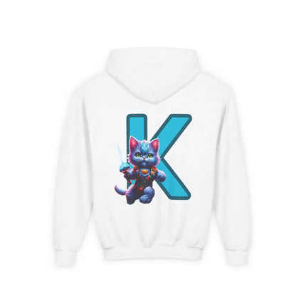 CUSTOM Letter K PERSONALIZED Warrior Cat Girls Hoodie Sweatshirt (ADD NAME TO FRONT)