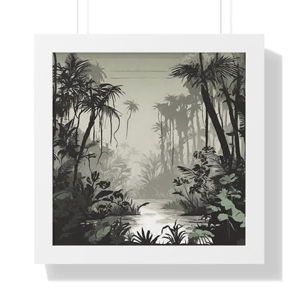 Wall Decor, Jungle Scene, Framed Wall Hanging, Black Shadow Print, Nature Scene Picture, Living Room Poster, Office Scenery