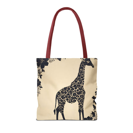 Giraffe Lovers Tote | Floral Safari Animal Grocery Bag | African Savanna Office Travel Carrier | Grassland Wood Forest Cotton Traveler
