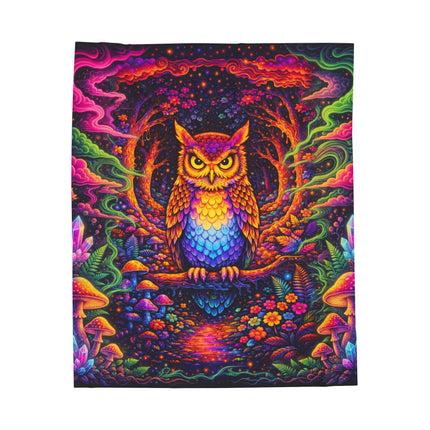 PSYCHEDELIC FOREST OWL Trippy Mushroom Blanket