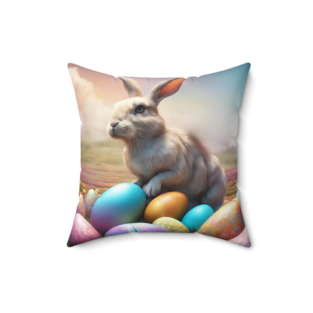 EASTER MORNING BUNNY and Eggs Decorative Pillow