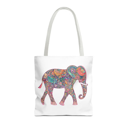 Elephant Gift Tote | Majestic Color Pattern Custom Grocery Bag | Animal Lovers Office Travel Carrier | Wild Safari Business Traveler