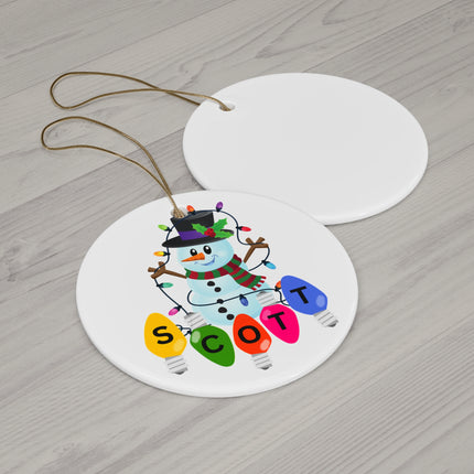PERSONALIZED SNOWMAN Christmas Ceramic Ornament