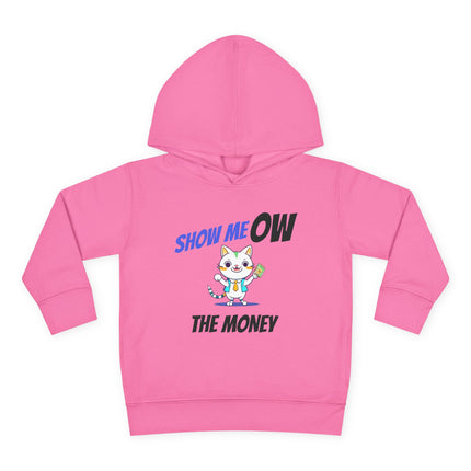 Funny Cat Toddler Hoodie, Boys or Girls Show MeOW The Money Cute Saying Graphic Fleece Pullover
