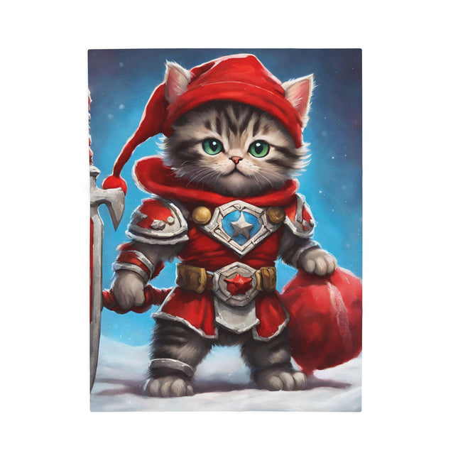 Christmas Blankets Kids Adults Blankets Velveteen Plush Blanket Cat Lovers Christmas Gift Santa Warrior Kitten Holiday Gift Cat Holiday Gift