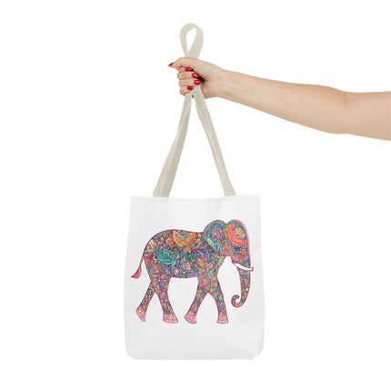Elephant Gift Tote | Majestic Color Pattern Custom Grocery Bag | Animal Lovers Office Travel Carrier | Wild Safari Business Traveler
