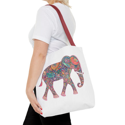 Elephant Gift Tote | Majestic Color Pattern Custom Grocery Bag | Animal Lovers Office Travel Carrier | Wild Safari Business Traveler