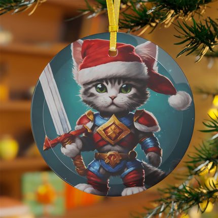 ARMORED KITTEN WARRIOR Christmas Ornament