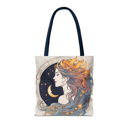 Moon Goddess Tote | Lunar Stars & Space Astronomy Grocery Bag | Laptop Book Carrier | Home Office Solar System Travel Overnight Gift