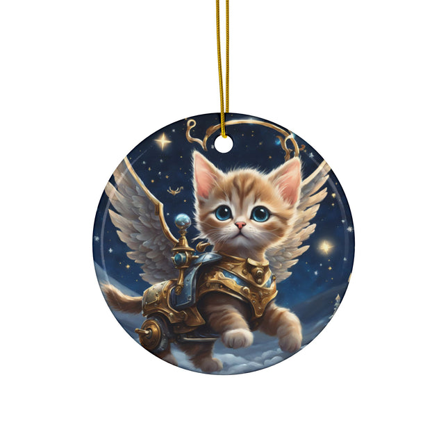 PERSONALIZED Flying Fantasy Christmas Mechanical Angelic Winged Cat Ornament