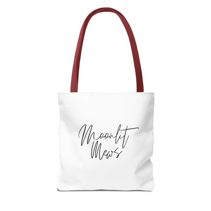 Cat Tote Bag | Moon Light Cats | Emerald Green Eyes Grocery Bag | Moonlit Mews Print Shopping Bag | Two Sided Office Carrier