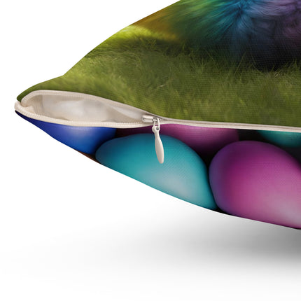 COLORFUL EASTER BUNNY Fur Egg Pillow