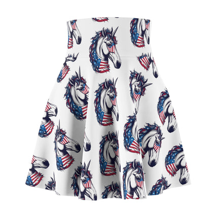 Patriotic Unicorn Skater Skirt | United States America Freedom Election Voter Summer Fall Wear | Patriot Loving American Veteran Womens Gift