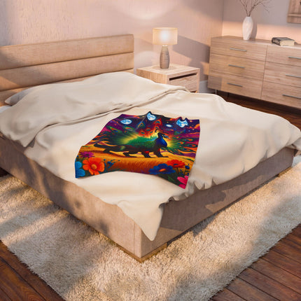PSYCHEDELIC PEACOCKIGATOR Trippy Lush Blanket