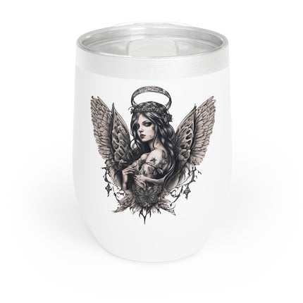 HOLY WINGED BUTTERFLY ANGEL GIRL Wine Tumbler - Otherworldly Embrace Lost Souls Mystical Beauty Cooler
