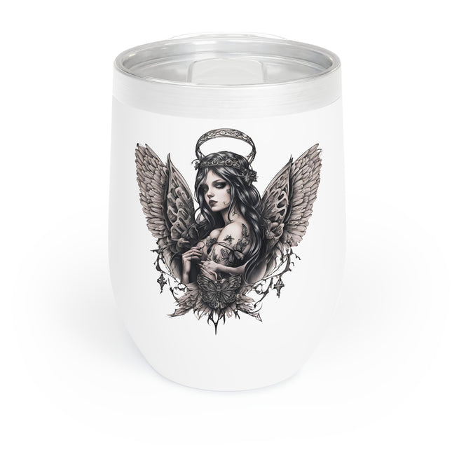 HOLY WINGED BUTTERFLY ANGEL GIRL Wine Tumbler - Otherworldly Embrace Lost Souls Mystical Beauty Cooler