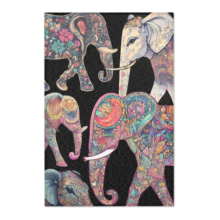 MARCH OF THE ELEPHANTS Floral Collage Area Rug