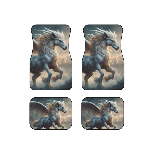 Majestic Myths Car Mats (Set of 4) | Mythological Winged Horse Pegasus Automobile Accessories | Front & Rear Stallion Floor Auto Truck Gift