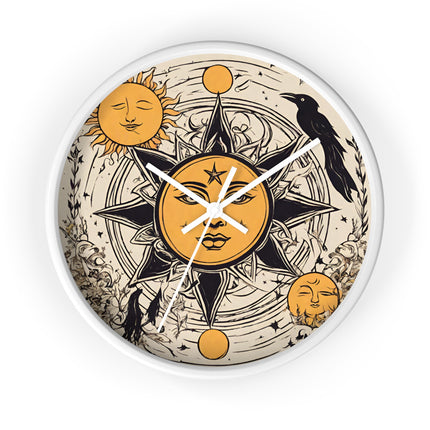 Sun Solstice Wall Art Clock | Celestial Cycle Astronomy Wall Hanging | Raven Blackbird Mockingbird Home Office Solar System Wall Decor Gift