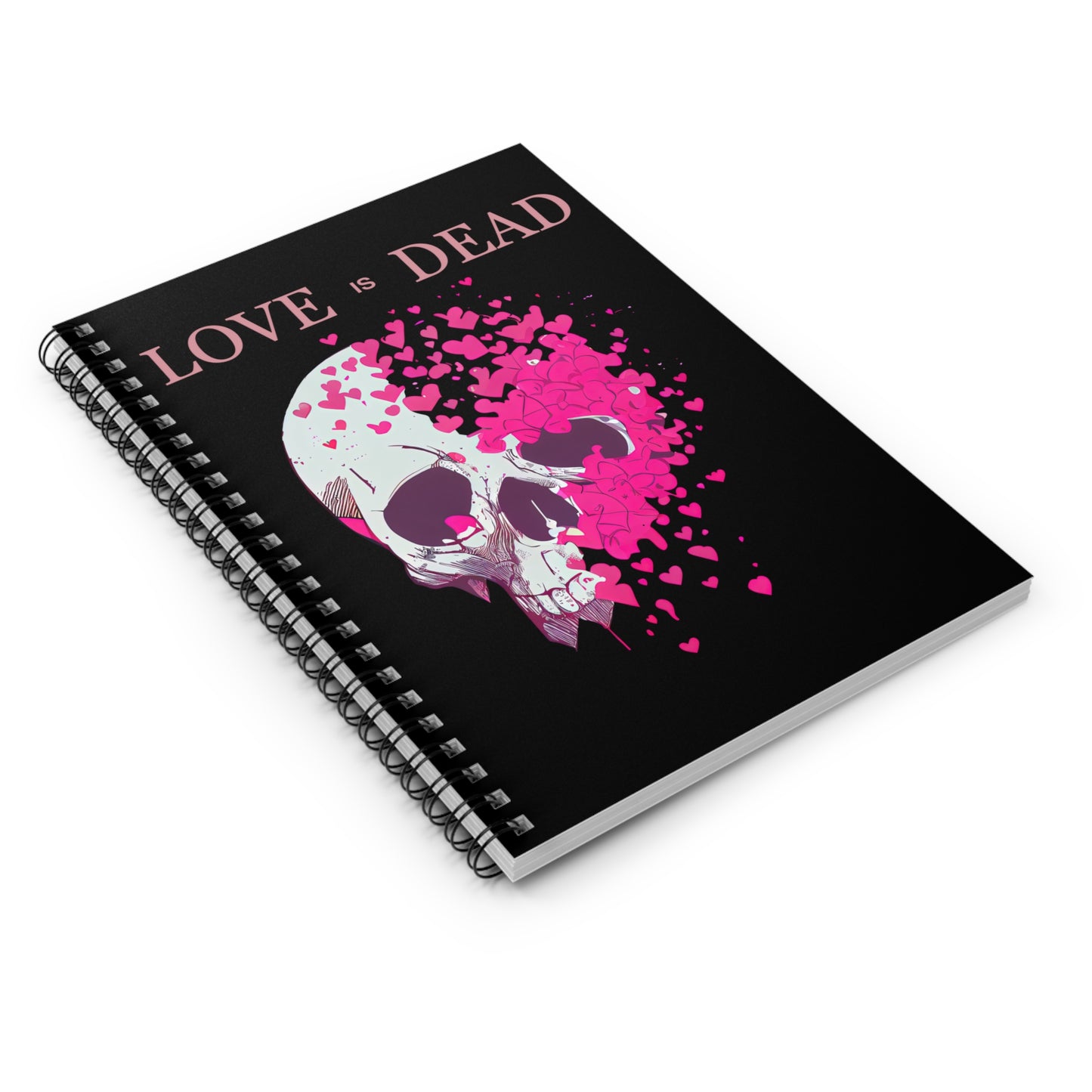 Love is Dead Skull and Hearts Spiral Notebook, Failed Relationships Office School Paper Journal