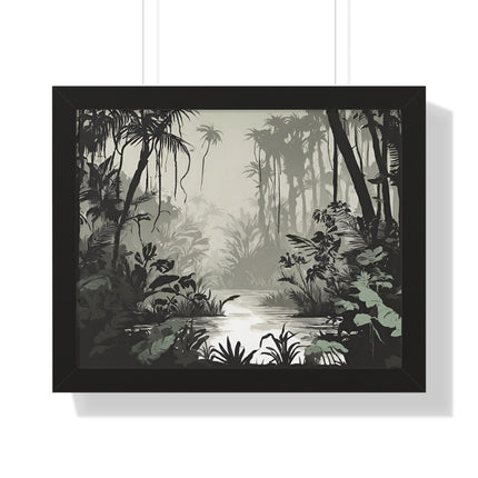 Wall Decor, Jungle Scene, Framed Wall Hanging, Black Shadow Print, Nature Scene Picture, Living Room Poster, Office Scenery