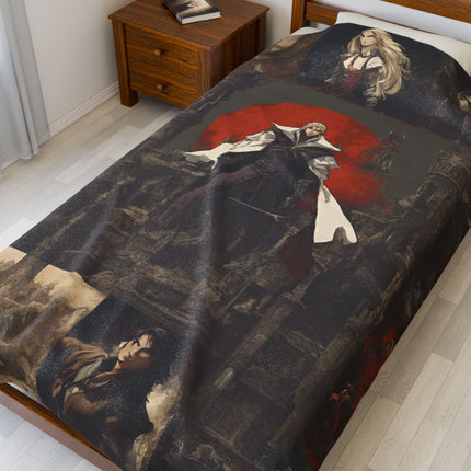 A WARRIOR EMERGES Video Game Inspired Abstract Collage Blanket