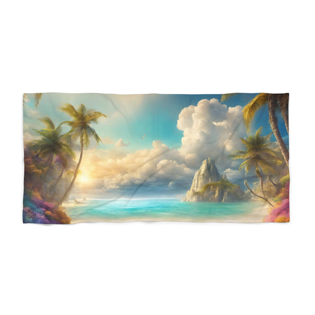 MAJESTIC SKY CLOUD ISLAND SEASHORE Beach Towel - Mystic Ocean Getaway Swimming Pool Blanket