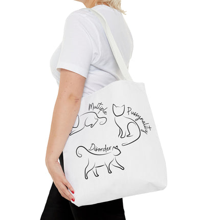 Cat Tote Bag | Cat Lovers Gift Bag | Multiple PUSSYNALITY Disorder Grocery Bag | Mental Health Humor | Two Sided Animal Owner Tote