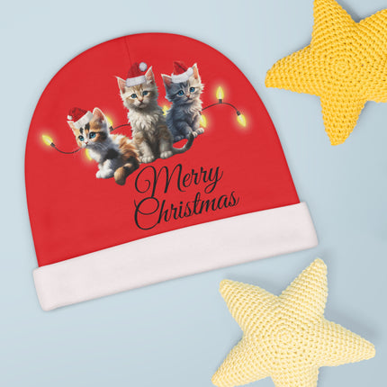 Cute Christmas Hat, Baby Beanie Cap, Infant Winter Hat, Kitten Trio Beanie