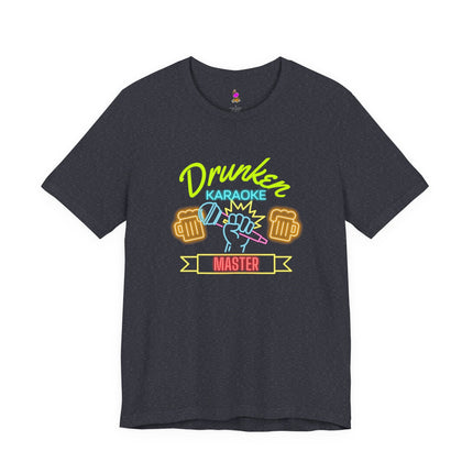 DRUNKEN KARAOKE MASTER Neon 80's Vibe T-Shirt - Funny Party Singer Tee