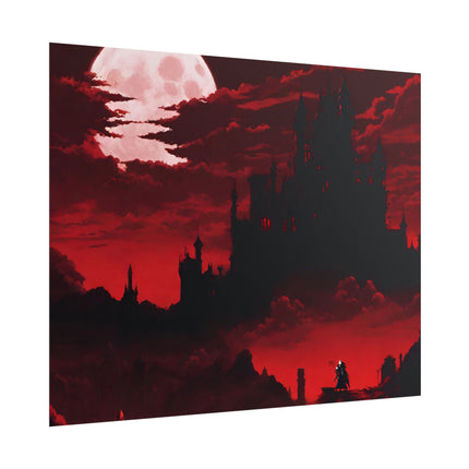 Castlevania Simon Belmont Video Game Room Inspired Wall Decor | The Cursed Night Begins Poster | Dracula Castle Vampire Night Wall Hanging