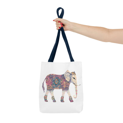 Elephant Lovers Tote | Majestic Color Pattern Custom Grocery Bag | Animal Gift Office Travel Carrier | Wild Woodland Business Traveler