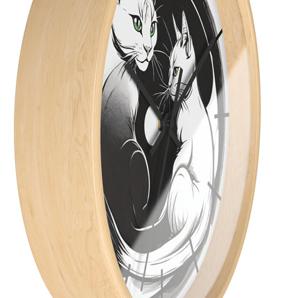 MOONLIT MEOWS Wall Clock - Romantic Cats Starry Night Decor