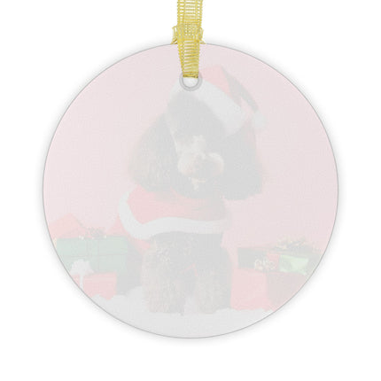 BROWN POODLE Glass Christmas Ornament