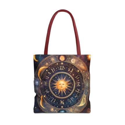 Moon Phases Tote Bag | Lunar Cycle Astronomy Wiccan Grocery Bag | Solstice Home Office Laptop Carrier | Solar System Travel Overnight Gift
