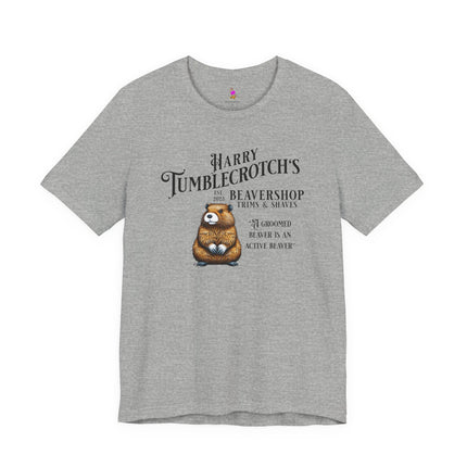 HARRY TUMBLECROTCH'S BEAVERSHOP T-Shirt - Funny Barbershop Parody Adult Humor Tee