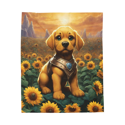 CRYSTAL ARMOR PUPPY Blanket - Sunflower Field Dog Plush Bed Cover Throw