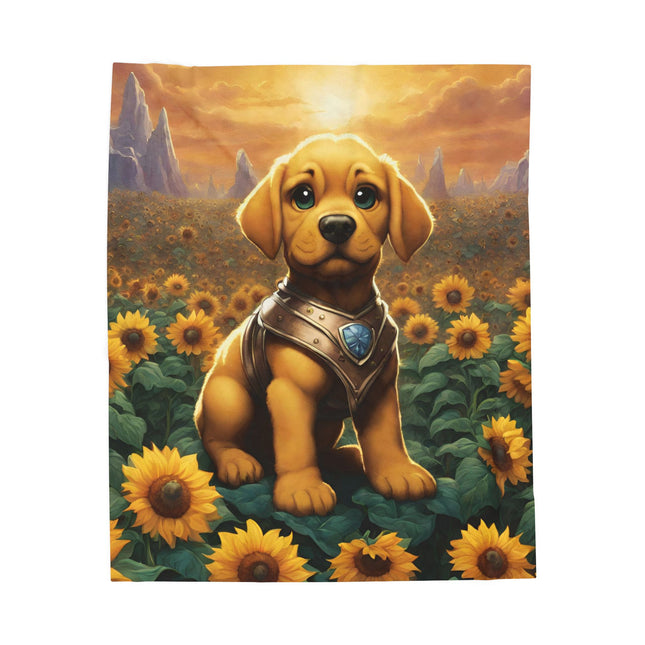 CRYSTAL ARMOR PUPPY Blanket - Sunflower Field Dog Plush Bed Cover Throw