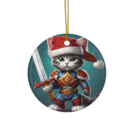 ARMORED KITTEN WARRIOR Christmas Ornament
