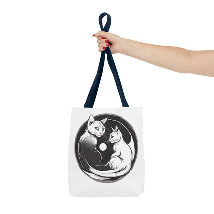 Cat Tote Bag | Moon Light Cats | Emerald Green Eyes Grocery Bag | Moonlit Mews Print Shopping Bag | Two Sided Office Carrier