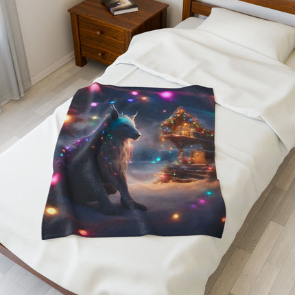 Mythical Beasts Christmas Blanket, Kids Adults Mystical Animal Plush Throw, Festive Fantasy Lovers Gift, Snow Creatures Holiday Twin Cover
