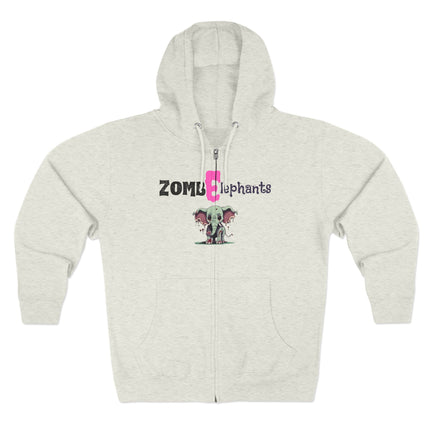 Gift Hoodie | ZombElephants Zombie Elephant Zip Jacket | Cute Anime Animal Coat | Living Dead Wacky Packages Style Wear