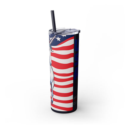 AMERICORN AMERICAN UNICORN Skinny Tumbler - United States Freedom Loving Horse Insulated Cup